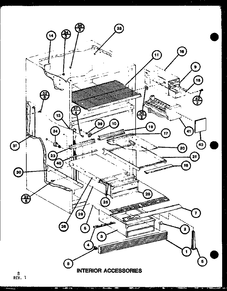 INTERIOR ACCESSORIES Diagram and Parts List for TLI20G P7553519W Amana Refrigerator