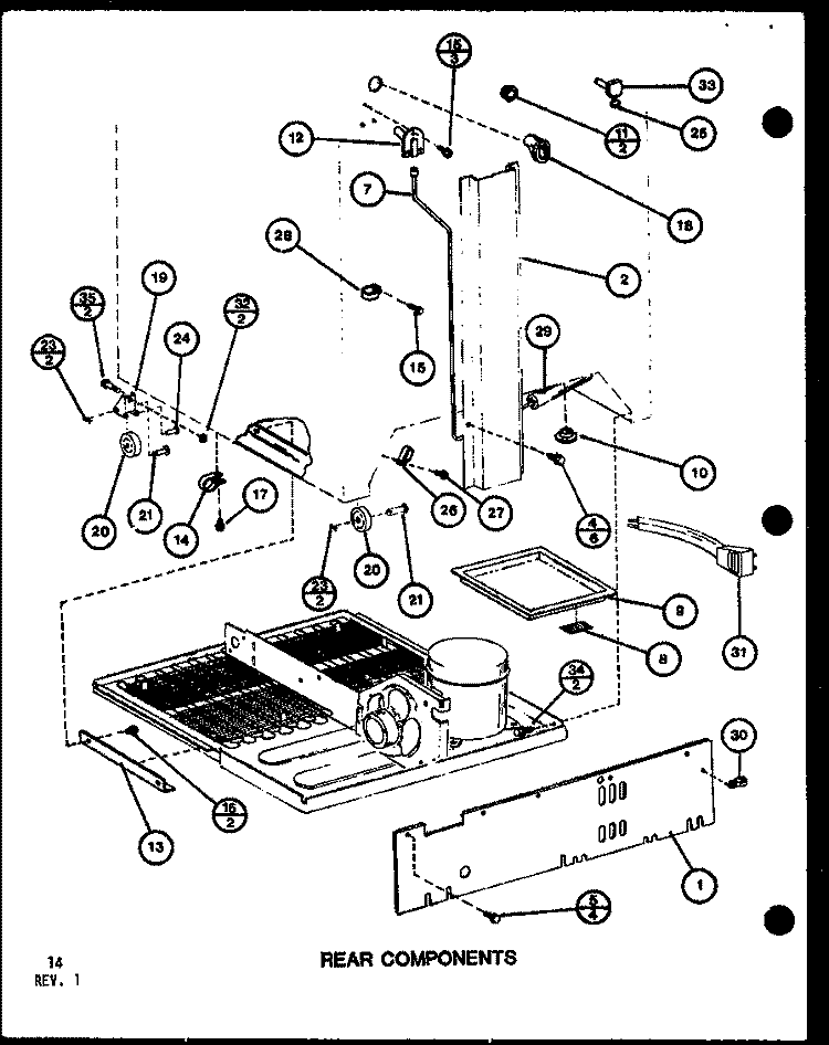 REAR COMPONENTS Diagram and Parts List for TLI20G P7553519W Amana Refrigerator