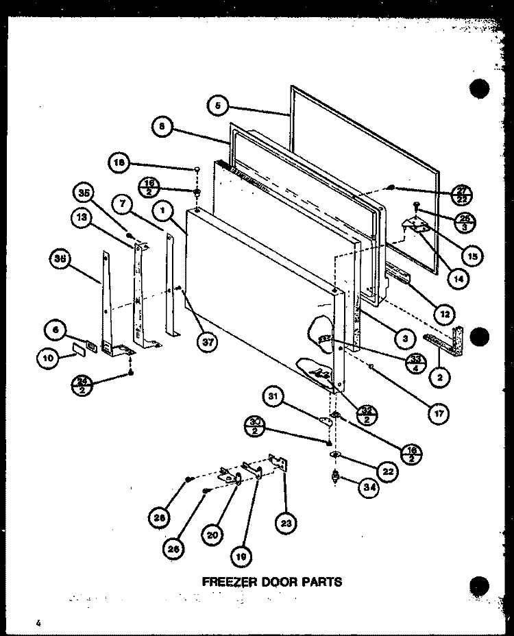FZ DOOR PARTS Diagram and Parts List for TLI22J P7739040W Amana Refrigerator
