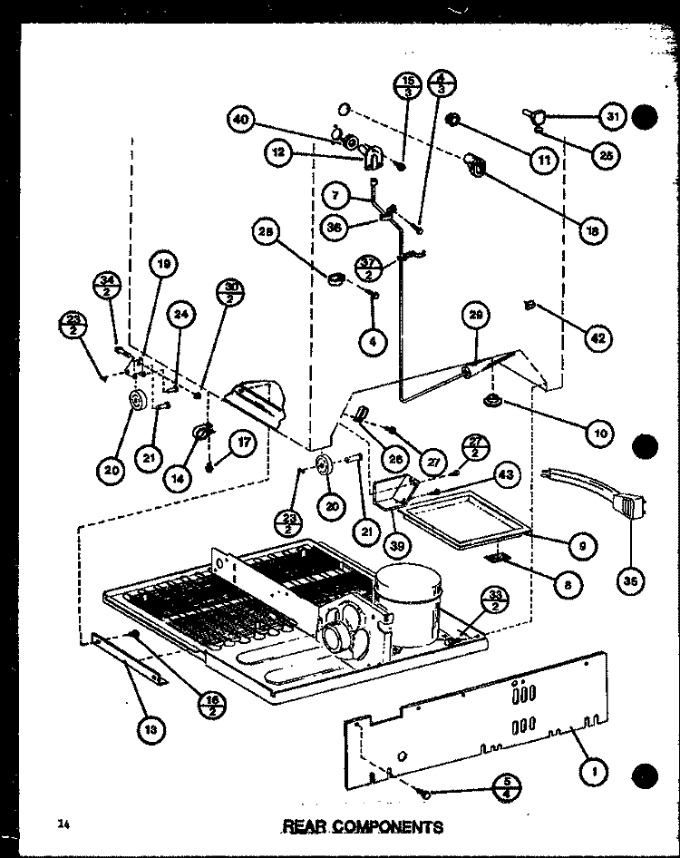 REAR COMPONENTS Diagram and Parts List for TLI22J P7739040W Amana Refrigerator