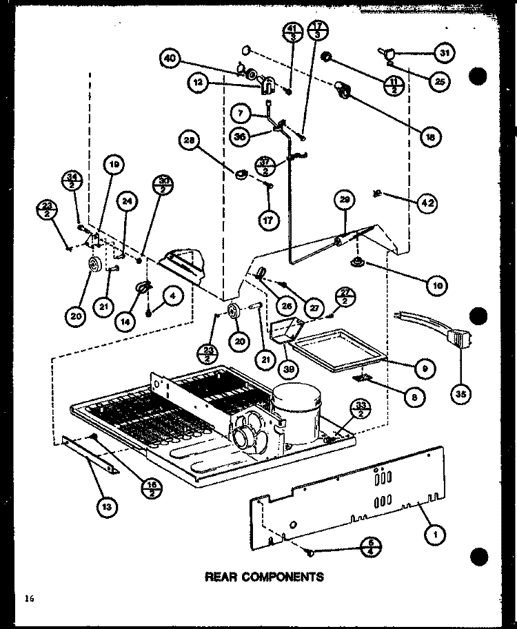 REAR COMPONENTS Diagram and Parts List for TX18J P7739042W Amana Refrigerator