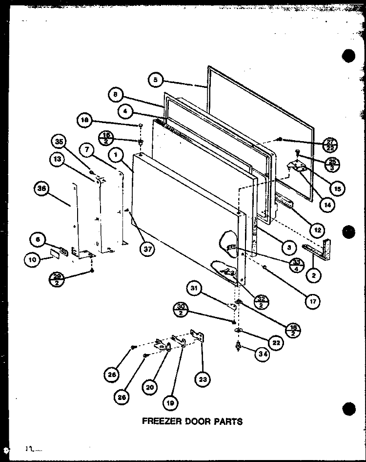 FZ DOOR PARTS Diagram and Parts List for TX20J P7739046W Amana Refrigerator