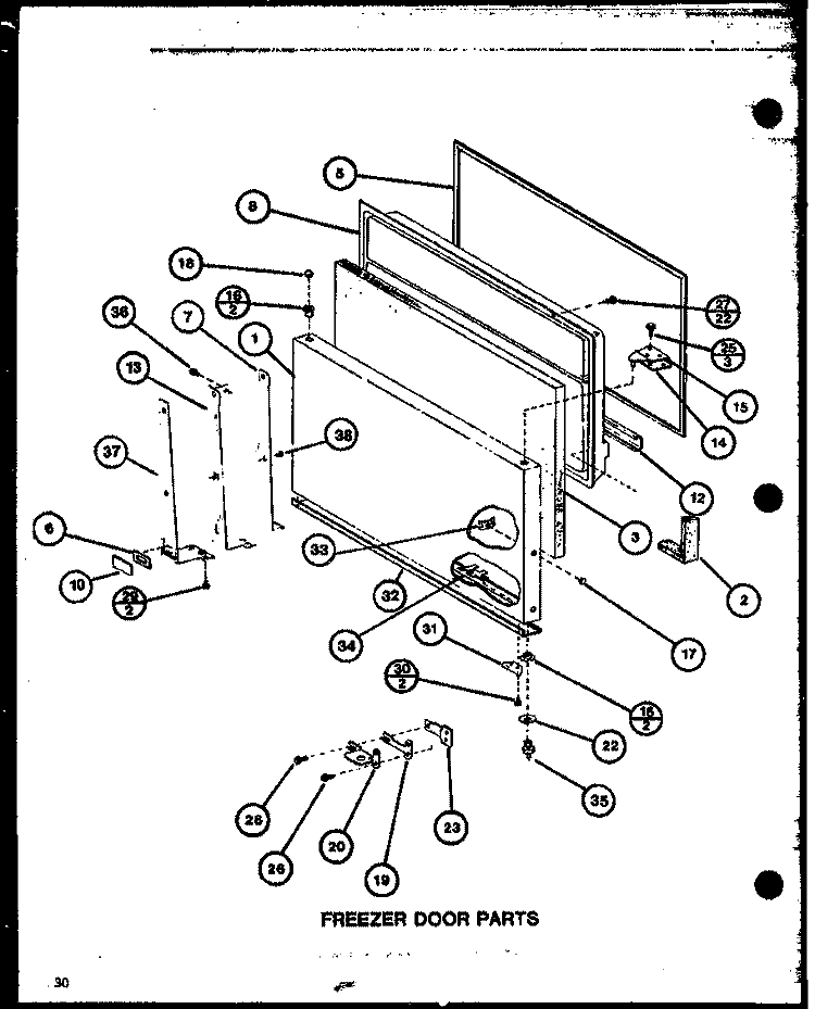FZ DOOR PARTS Diagram and Parts List for TXI22J P7739050W Amana Refrigerator