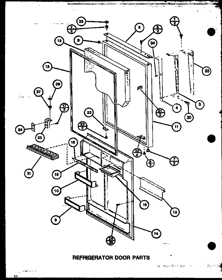 REF DOOR PARTS Diagram and Parts List for TXI22J P7739050W Amana Refrigerator