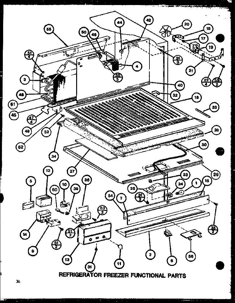 REF FZ FUNCTIONAL PARTS Diagram and Parts List for TXI22J P7739050W Amana Refrigerator