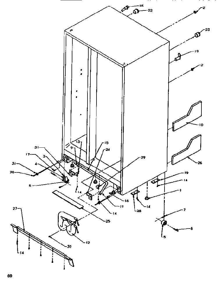Drain System & Rollers Diagram and Parts List for SRD520SW-P1186301WW  Amana Refrigerator
