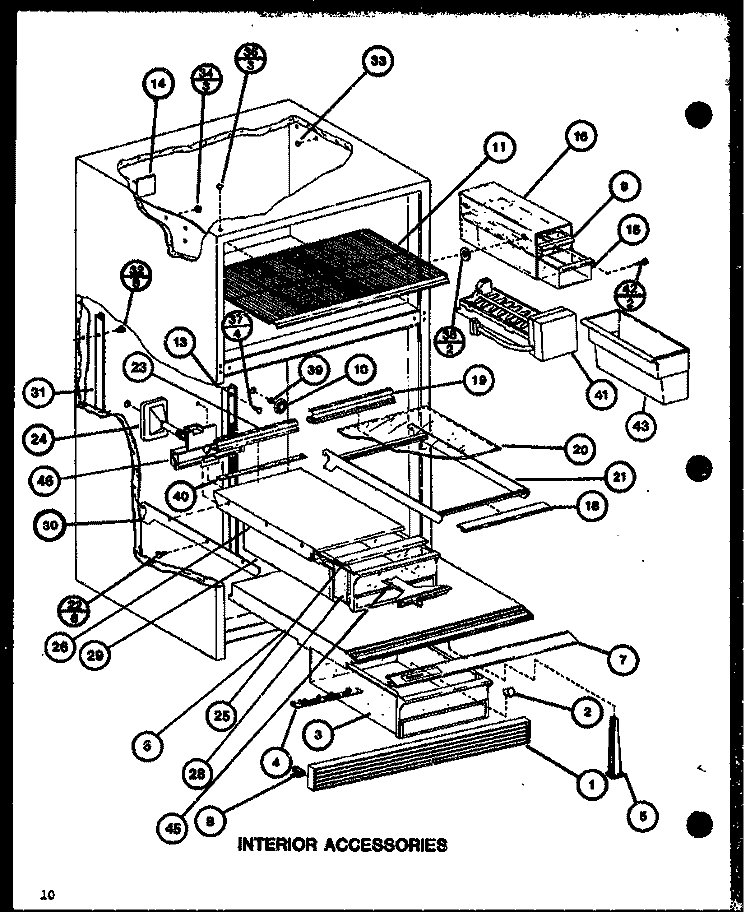 INTERIOR ACCESSORIES Diagram and Parts List for TL18J P7739024W Amana Refrigerator