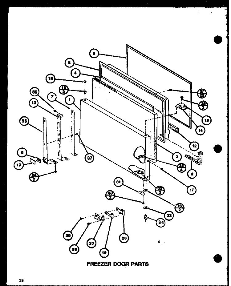 FZ DOOR PARTS Diagram and Parts List for TL20J P7739029W Amana Refrigerator