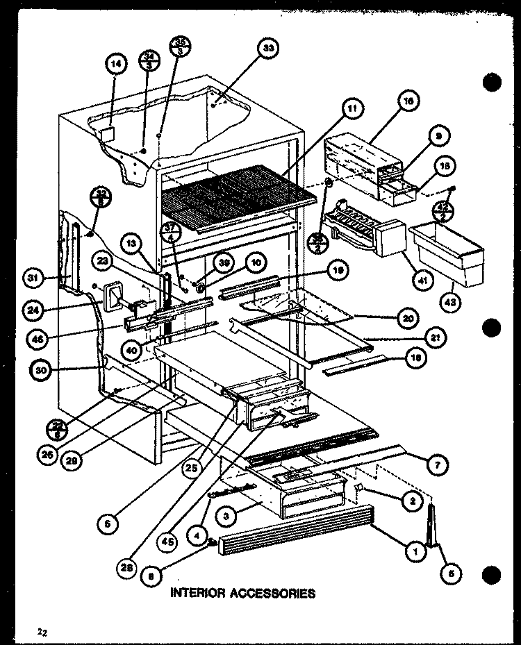 INTERIOR ACCESORIES Diagram and Parts List for TL20J P7739029W Amana Refrigerator