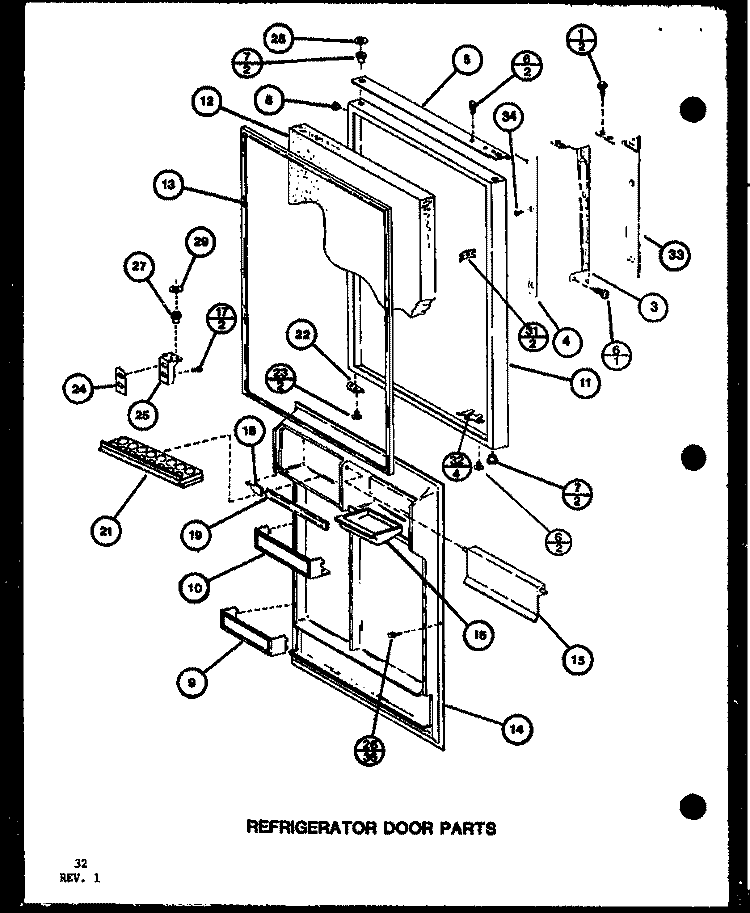 REF DOOR PARTS Diagram and Parts List for TL22J P7739035W Amana Refrigerator