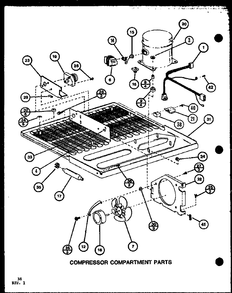 COMPRESSOR COMPARTMENT PARTS Diagram and Parts List for TL22J P7739035W Amana Refrigerator