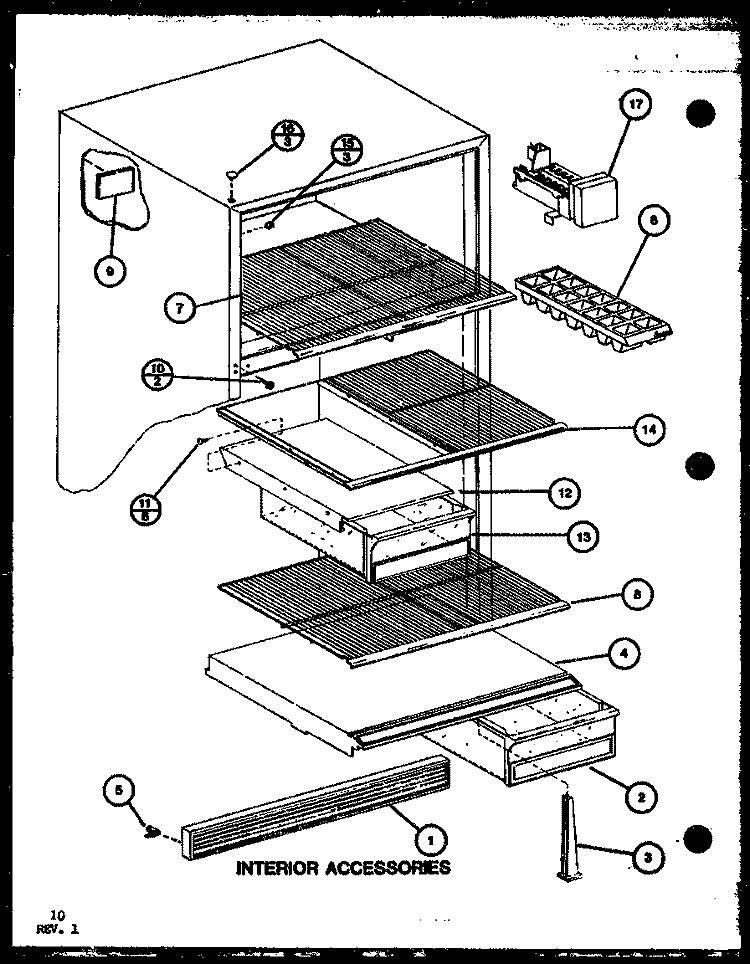 INTERIOR ACCESSORIES Diagram and Parts List for TM16K P7791110W Amana Refrigerator