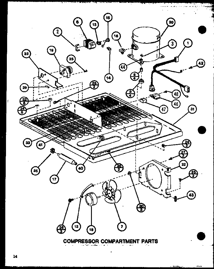 COMPRESSOR COMPARTMENT PARTS Diagram and Parts List for TM16K P7791110W Amana Refrigerator