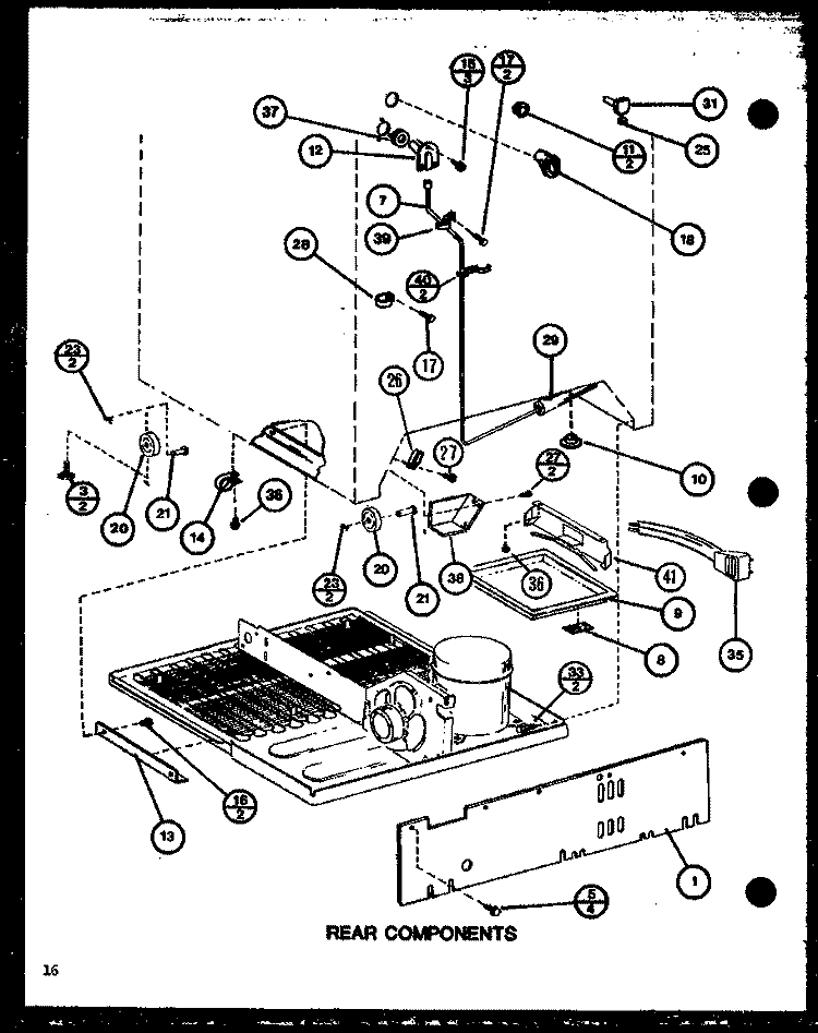 REAR COMPONENTS Diagram and Parts List for TM16K P7791110W Amana Refrigerator