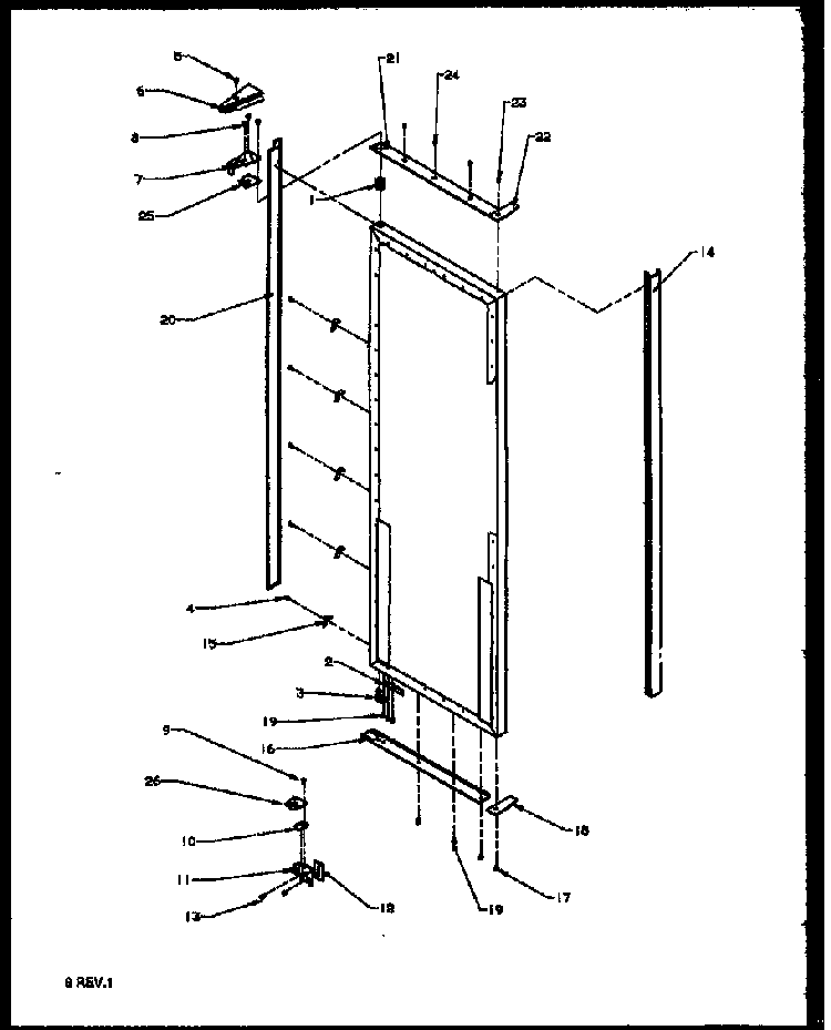 Refrigerator Door Hinge And Trim Parts Diagram and Parts List for 2599CIWEL-P1170601WL  Amana Refrigerator