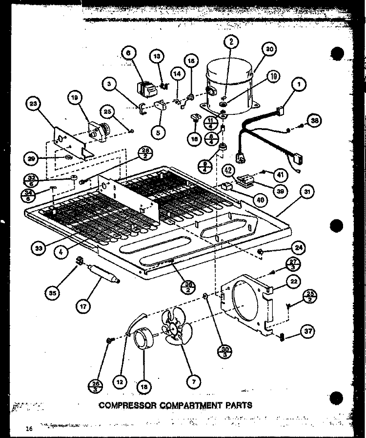 COMPRESSOR COMPARTMENT PARTS Diagram and Parts List for TX18MB P7858531W Amana Refrigerator