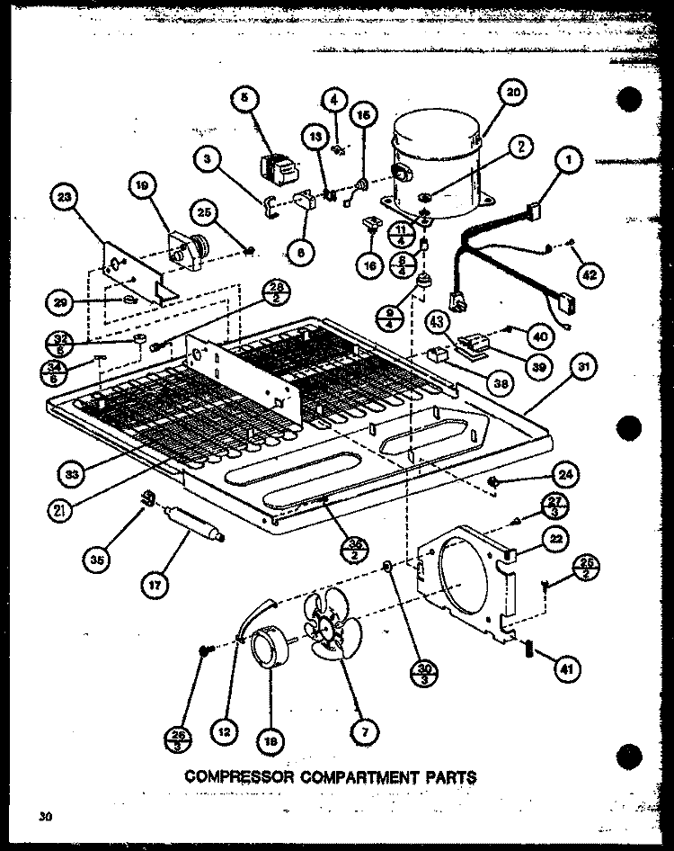 COMPRESSOR COMPARTMENT PARTS Diagram and Parts List for TX20MB P7858532W Amana Refrigerator