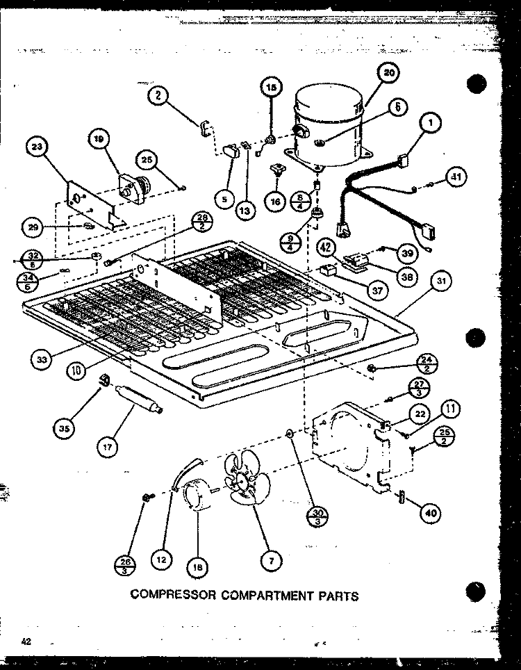 COMPRESSOR COMPARTMENT PARTS Diagram and Parts List for TX22M P7858510W Amana Refrigerator