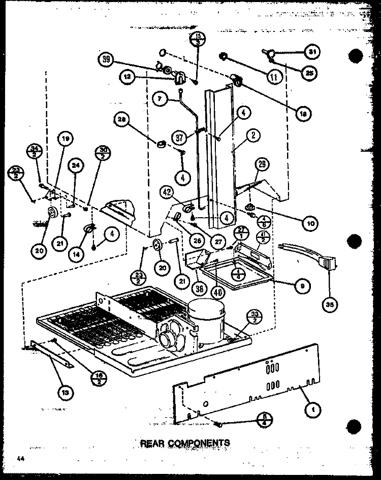 REAR COMPONENTS Diagram and Parts List for TX22M P7858510W Amana Refrigerator