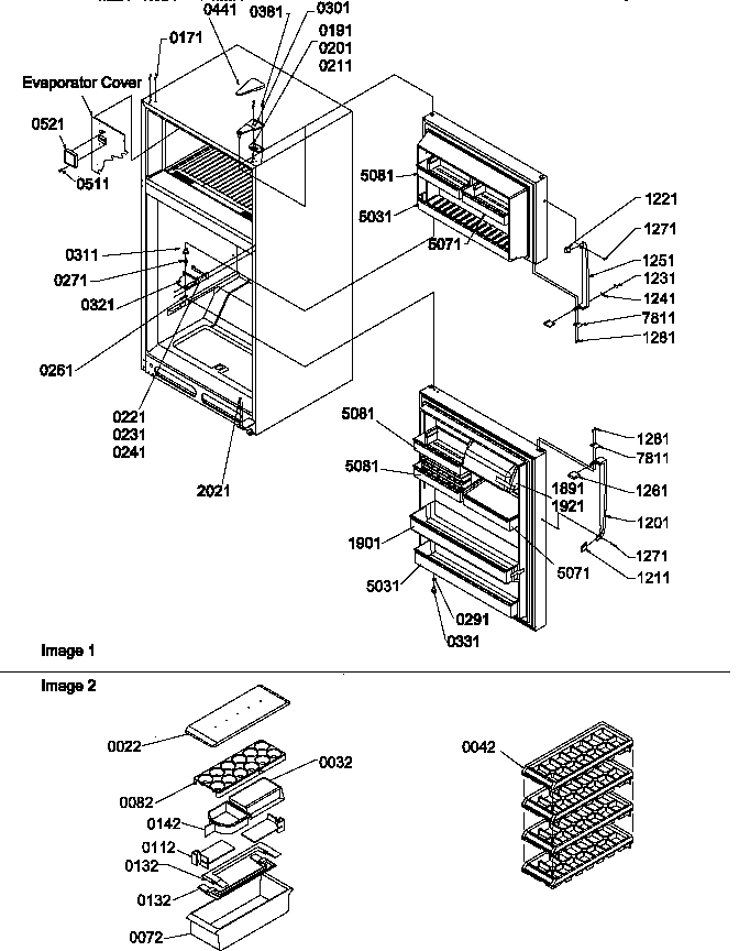 Door, Hinges And Accessories Diagram and Parts List for TR18VL-P1307401WL  Amana Refrigerator