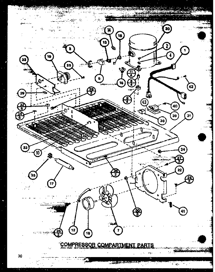 COMPRESSOR COMPARTMENT PARTS Diagram and Parts List for TL20M P7858513W Amana Refrigerator