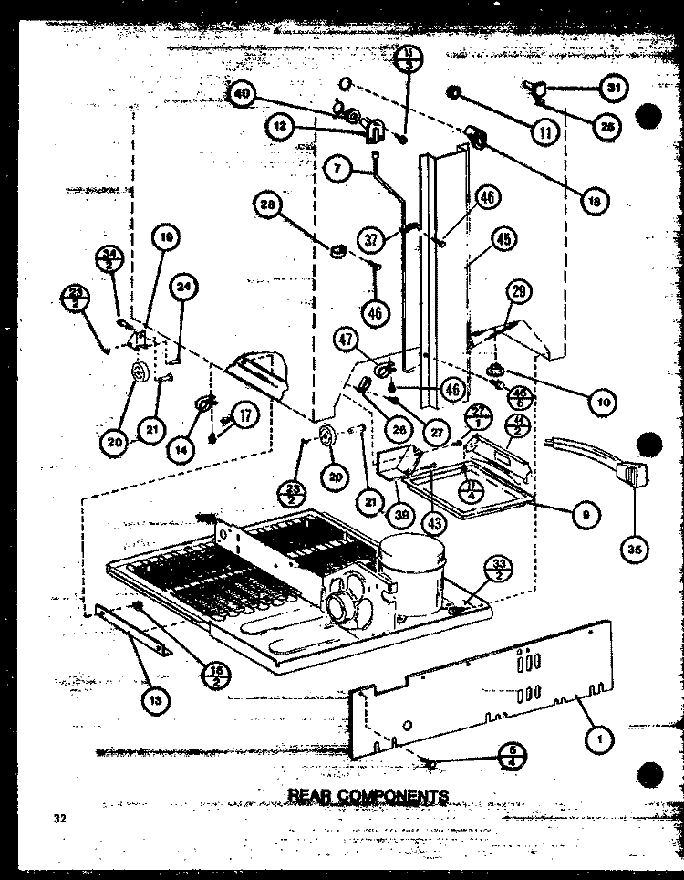 REAR COMPONENTS Diagram and Parts List for TL20M P7858513W Amana Refrigerator