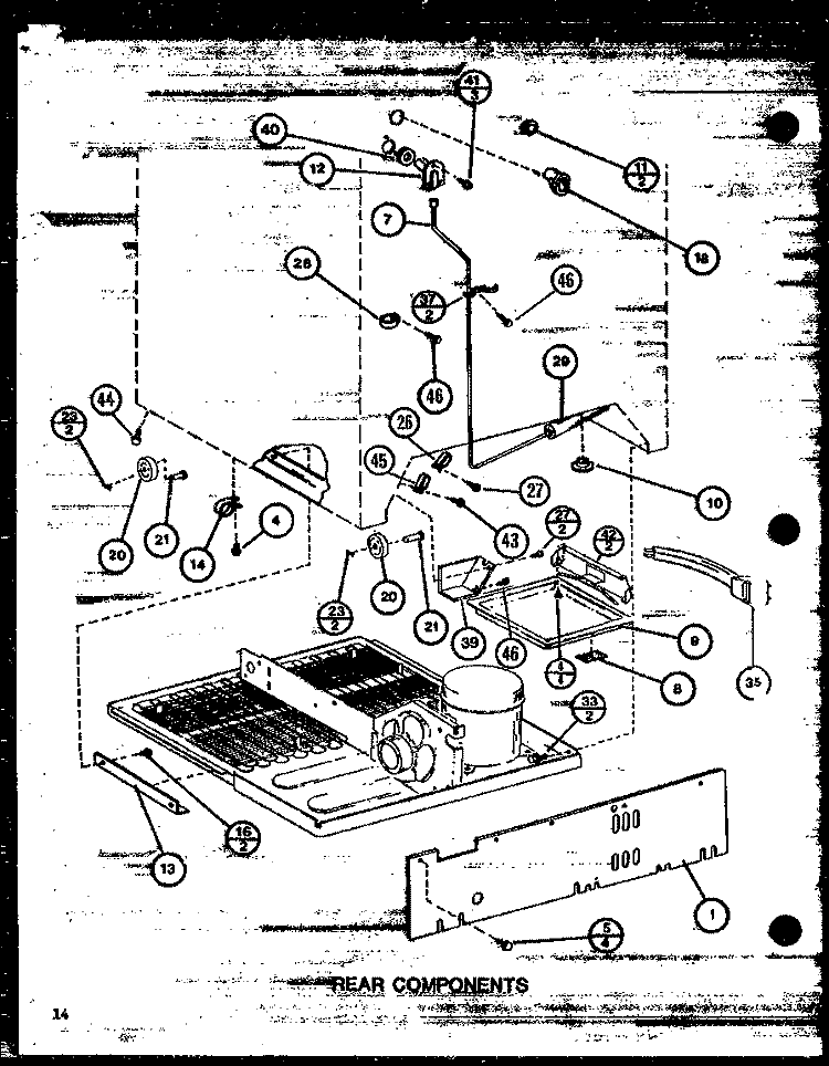 REAR COMPONENTS Diagram and Parts List for TM18J2 P7859215W Amana Refrigerator