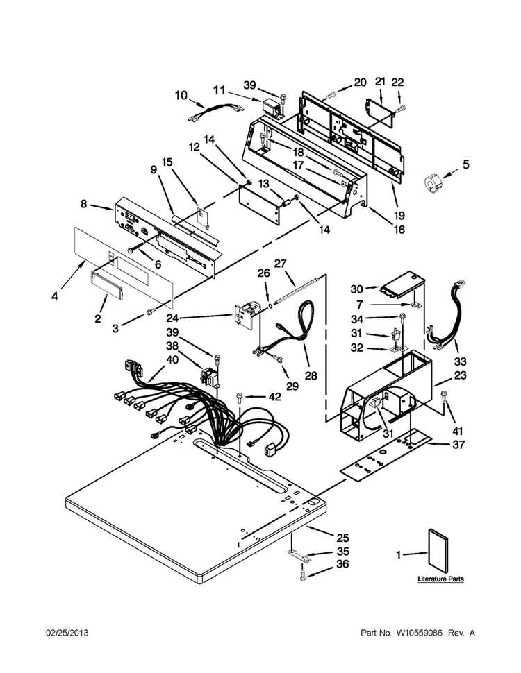 Top And Console Parts Diagram and Parts List for MDG18PDAXW0  Maytag Dryer