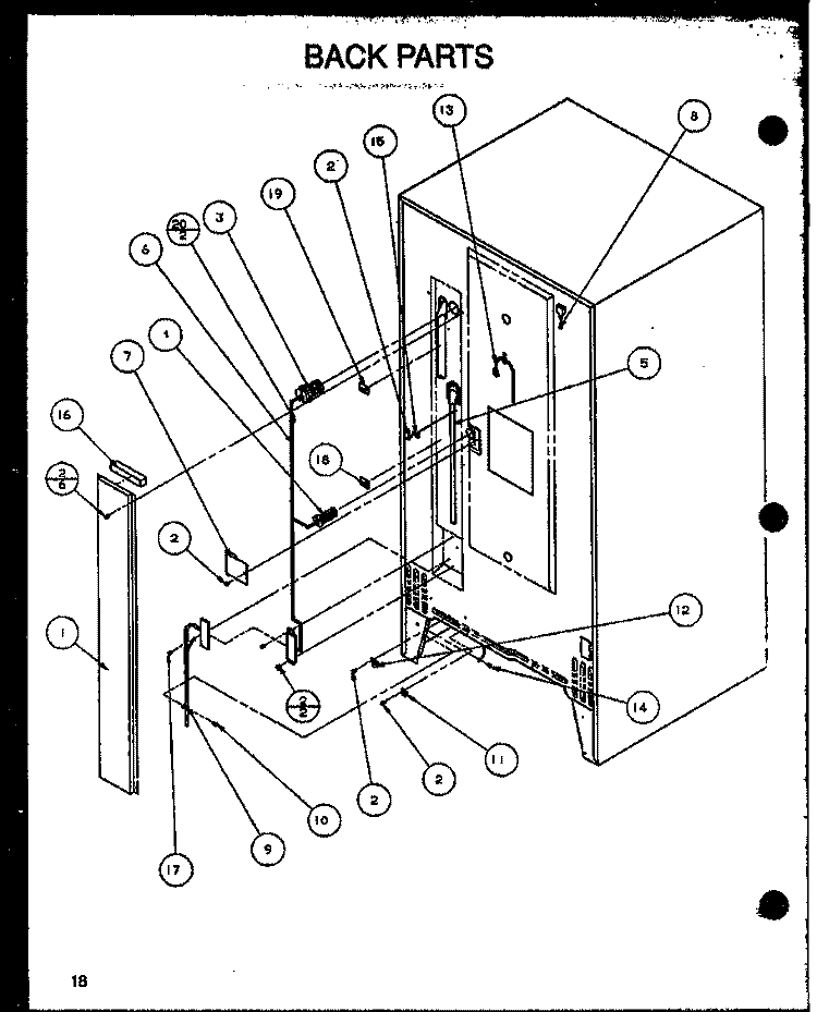 BACK PARTS Diagram and Parts List for 86855 P1116907W E Amana Refrigerator