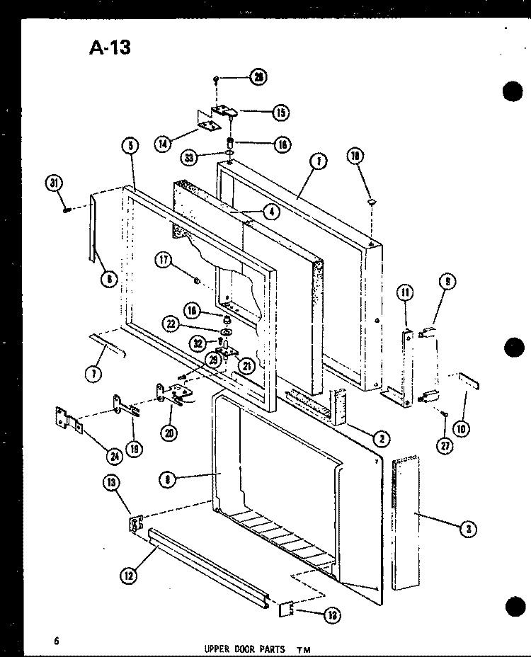 UPPER DOOR PARTS TM Diagram and Parts List for TM14D P7464502W Amana Refrigerator