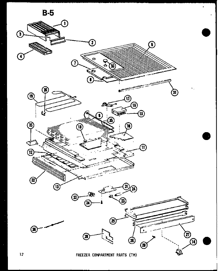 FZ COMPARTMENT PARTS (TM) Diagram and Parts List for TM14D P7464502W Amana Refrigerator