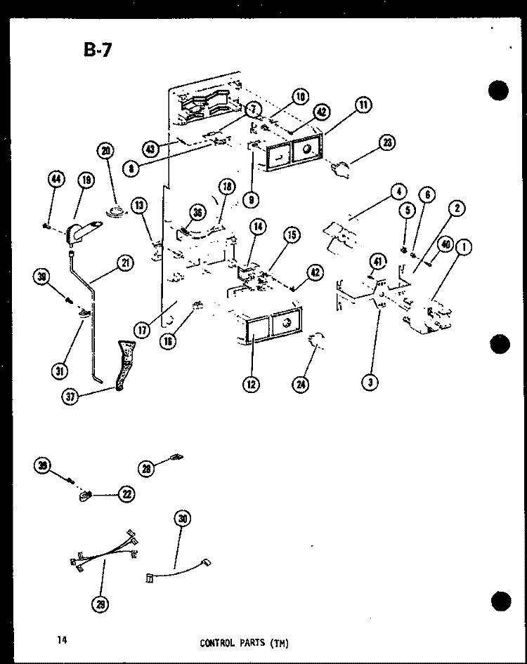 CONTROL PARTS (TM) Diagram and Parts List for TM14D P7464502W Amana Refrigerator