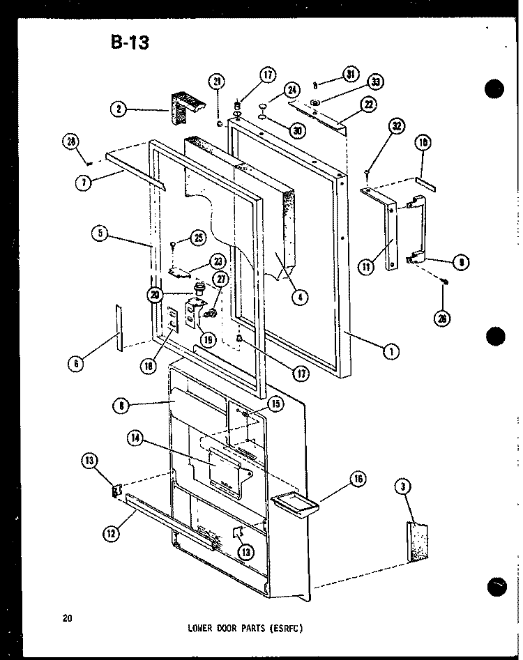 LOWER DOOR PARTS (ESRFC) Diagram and Parts List for ESRFC14D P7395325W Amana Refrigerator