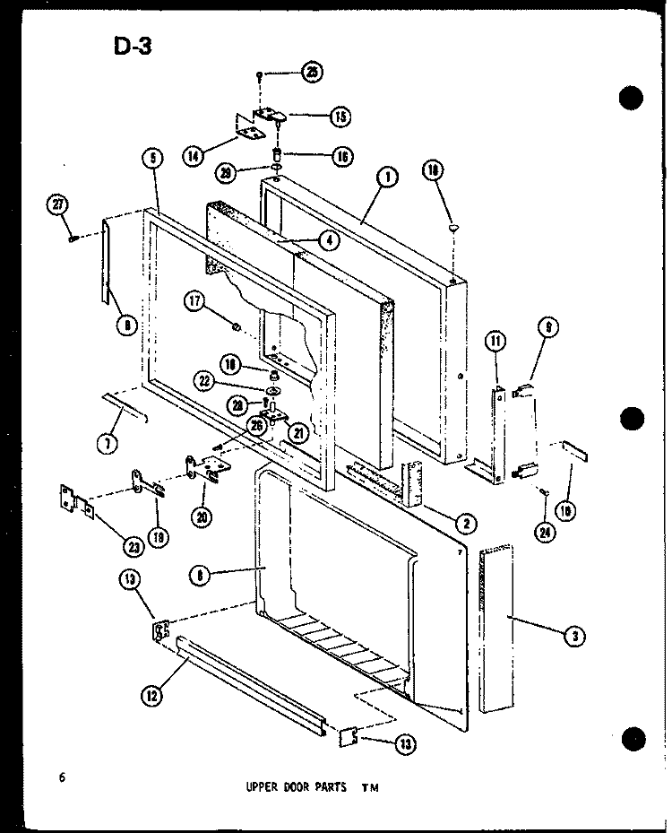 UPPER DOOR PARTS TM Diagram and Parts List for TM14E P7464511W Amana Refrigerator