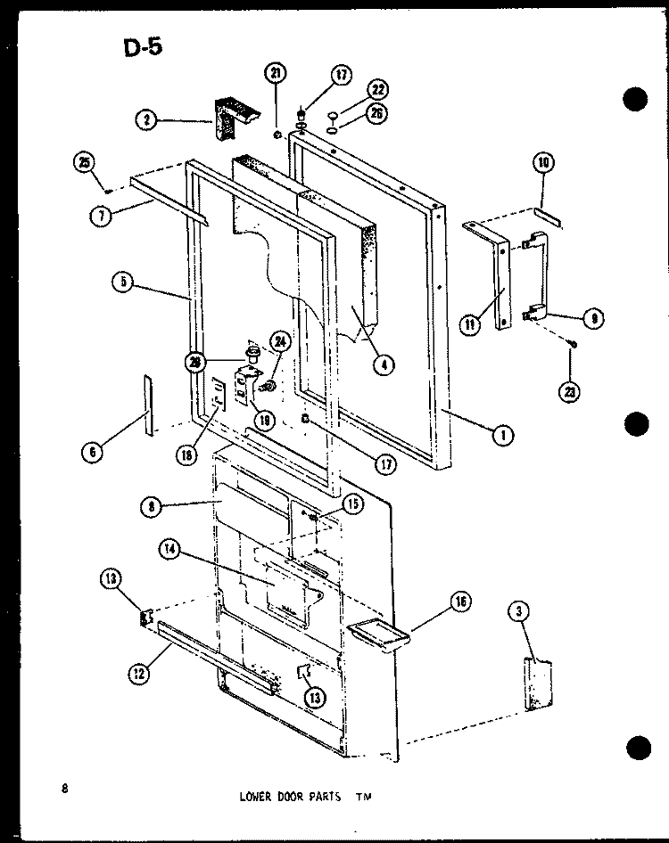 LOWER DOOR PARTS TM Diagram and Parts List for TM14E P7464511W Amana Refrigerator