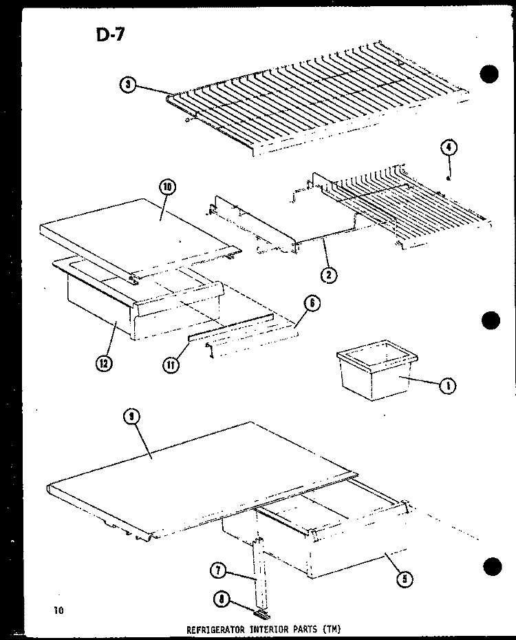 REF INTERIOR PARTS (TM) Diagram and Parts List for TM14E P7464511W Amana Refrigerator