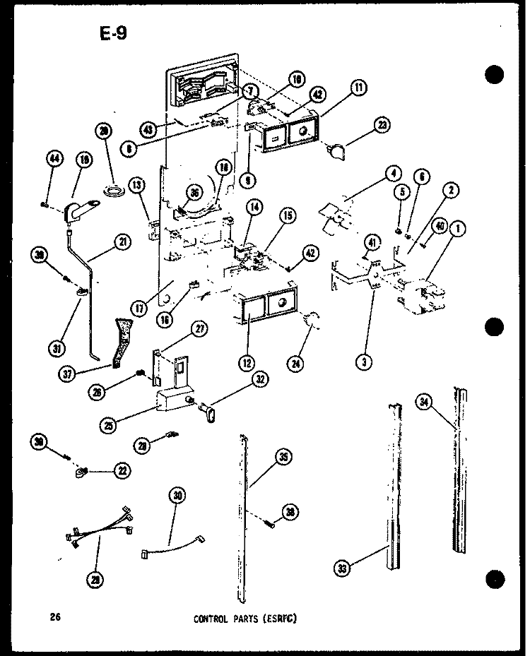 CONTROL PARTS (ESRFC) Diagram and Parts List for TM14E P7464511W Amana Refrigerator