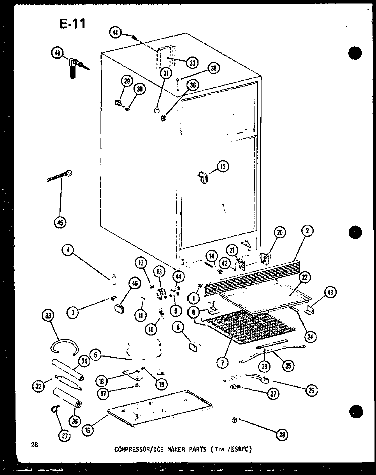 COMPRESSOR / ICE MAKER PARTS (TM / ESRFC) Diagram and Parts List for TM14E P7464511W Amana Refrigerator