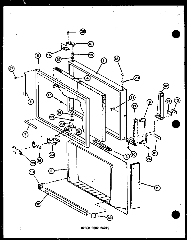 UPPER DOOR PARTS Diagram and Parts List for TM-516F-1 P7565816W Amana Refrigerator