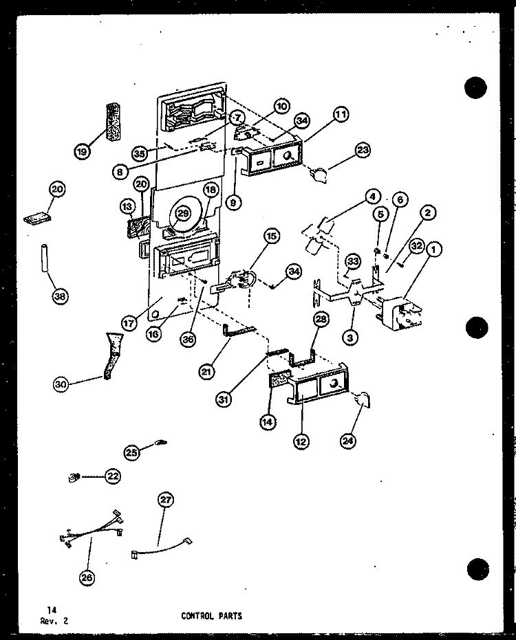 CONTROL PARTS Diagram and Parts List for TM-516F-1 P7565816W Amana Refrigerator