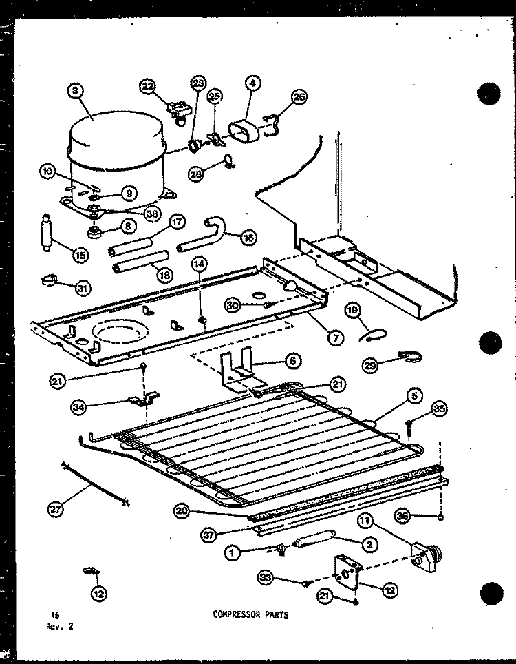 COMPRESSOR PARTS Diagram and Parts List for TM-516F-1 P7565816W Amana Refrigerator