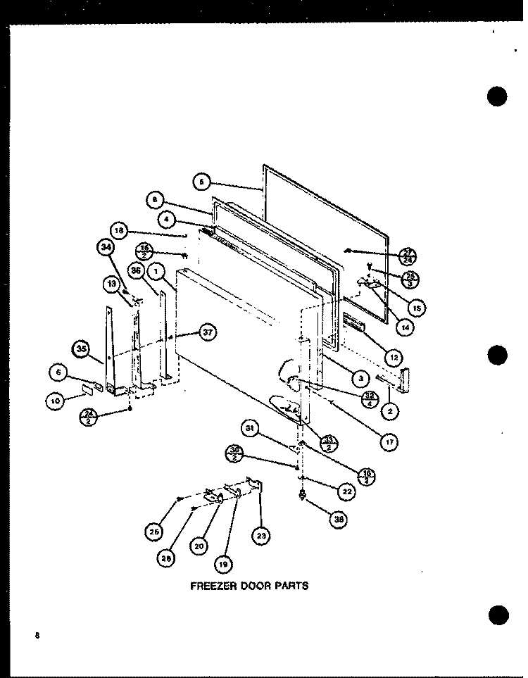 FZ DOOR PARTS Diagram and Parts List for TRG16J P7739032W Amana Refrigerator