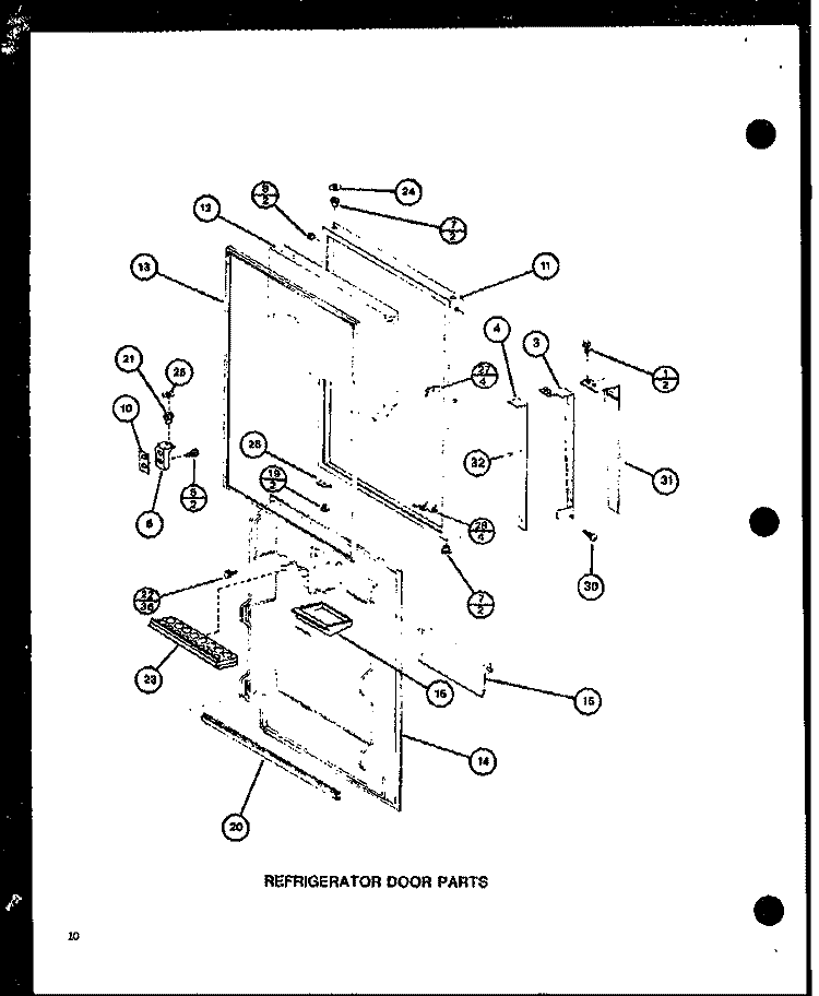 REF DOOR PARTS Diagram and Parts List for TRG16J P7739032W Amana Refrigerator