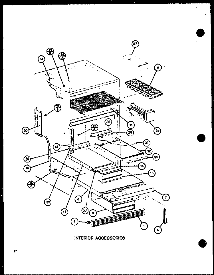 INTERIOR ACCESSORIES Diagram and Parts List for TRG16J P7739032W Amana Refrigerator
