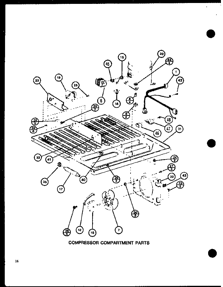 COMPRESSOR COMPARTMENT PARTS Diagram and Parts List for TRG16J P7739032W Amana Refrigerator