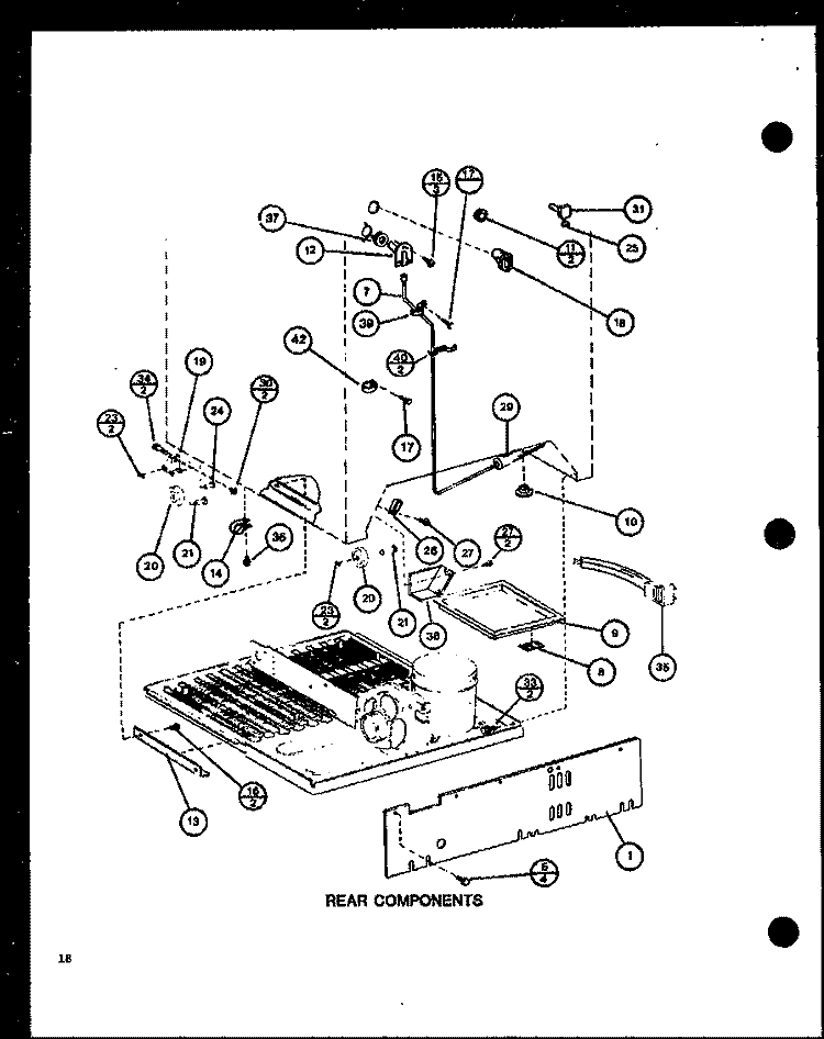 REAR COMPONENTS Diagram and Parts List for TRG16J P7739032W Amana Refrigerator