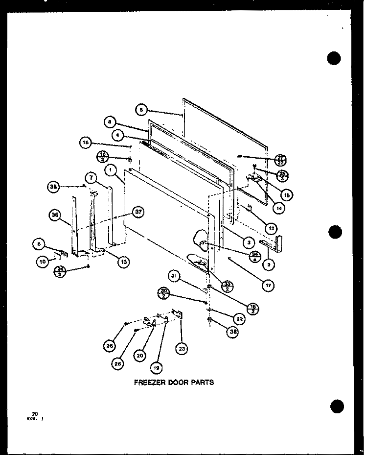FZ DOOR PARTS Diagram and Parts List for TRG18J P7739033W Amana Refrigerator