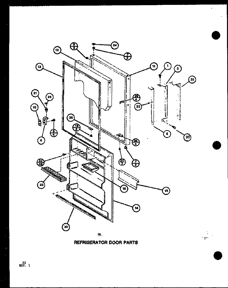 REF DOOR PARTS Diagram and Parts List for TRG18J P7739033W Amana Refrigerator