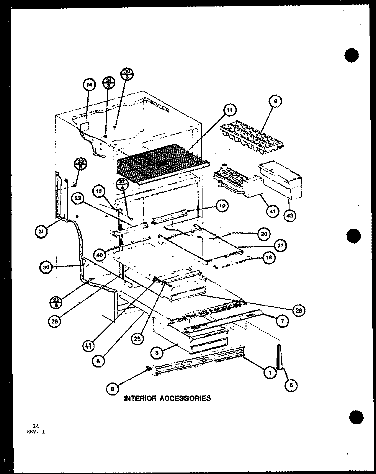 INTERIOR ACCESSORIES Diagram and Parts List for TRG18J P7739033W Amana Refrigerator