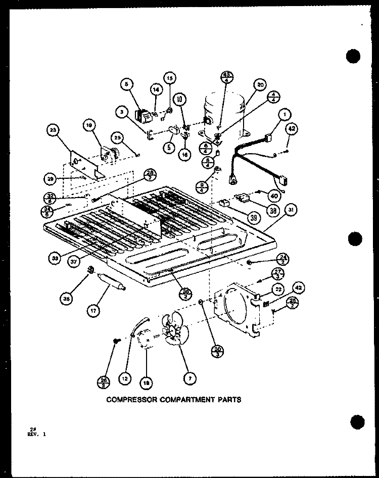 COMPRESSOR COMPARTMENT PARTS Diagram and Parts List for TRG18J P7739033W Amana Refrigerator